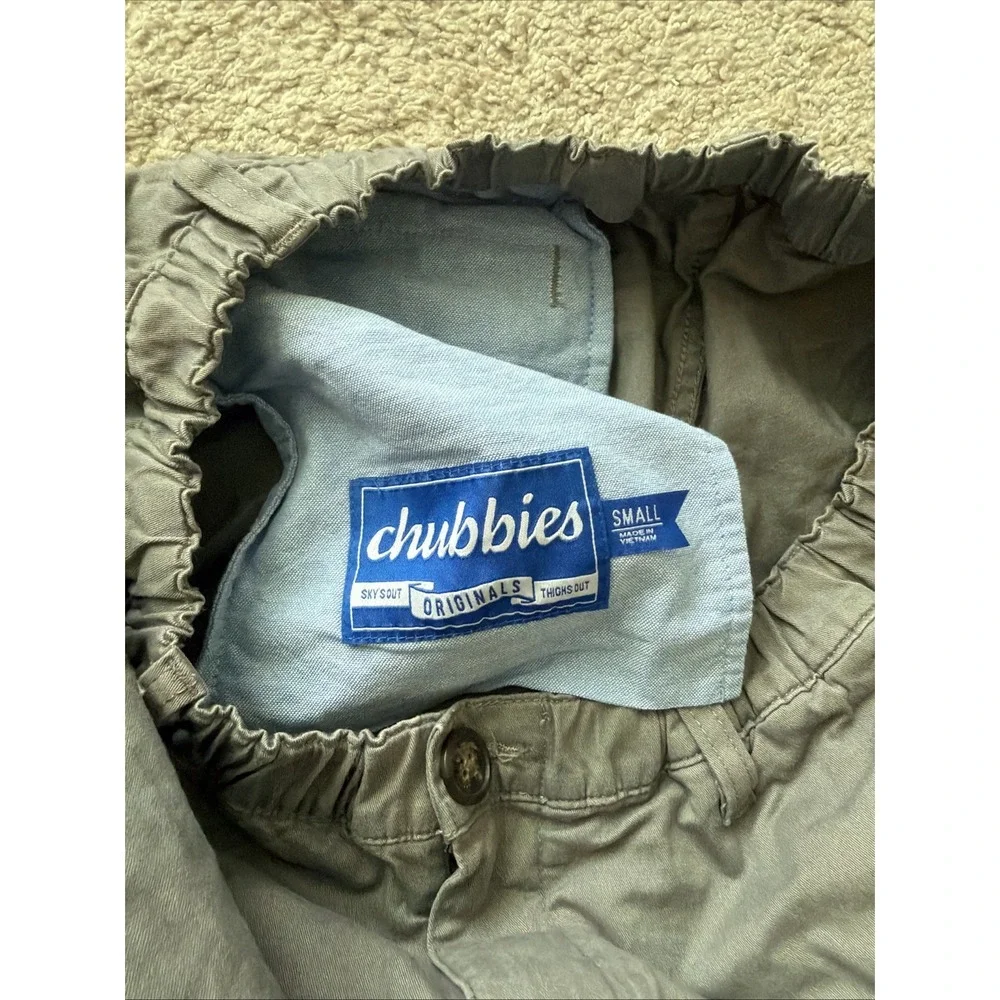 Chubbies Originals Shorts Mens Small Gray 7 Inseam Elastic Waist Chino Casual